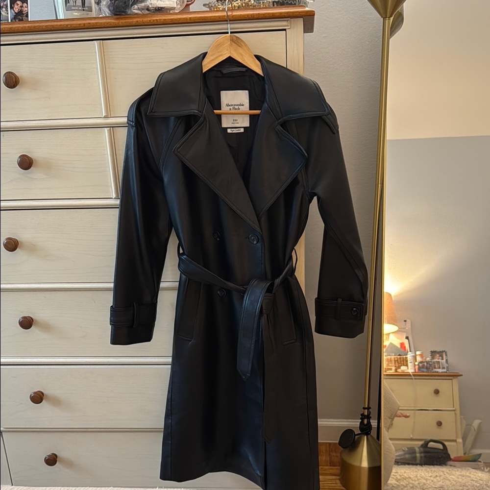 Abercrombie vegan leather trench